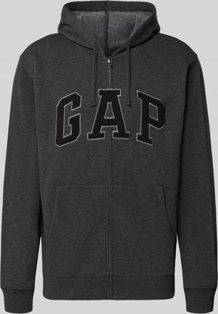 GAP Sweatjacke mit Logo und K&auml;nguru-Tasche in Dunkelgrau, Gr&ouml;&szlig;e XXL