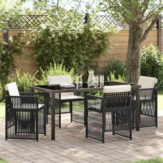 vidaXL Conjunto De Comedor De Jard&iacute;n 5 Pcs Negro Polirat&aacute;n Vidaxl