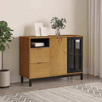vidaXL Furniture Limited - Aparador Con Puerta De Vidrio Flam Madera De