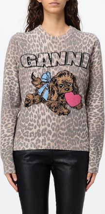 Ganni Slim Fit Animal-Print Recycled Wool-Blend Jumper