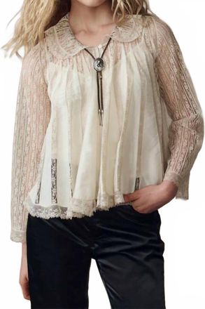 The Great. The Keepsake Lace Collared Top In Cream
