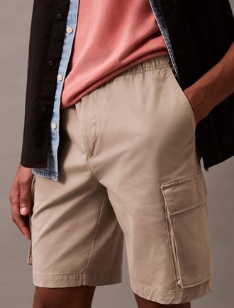 Calvin Klein Jeans Cargoshorts CALVIN KLEIN JEANS 9 COTTON PULL ON CARGO SHORT, Herren, Gr. XXL, N-Gr, gr&uuml;n (vintage khaki), Web, Obermaterial: 97% Baumwolle, 3% Elastha