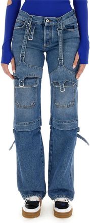 Off-white Blue Regular Mid Rise Jeans