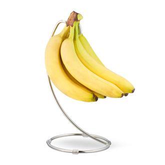 Relaxdays 8 Soportes Pl&aacute;tanos, Frutero De Cocina Con Gancho, Banana, Uva, Hierro Cromado, 33 X 17,5 X 16,5 Cm, Plateado