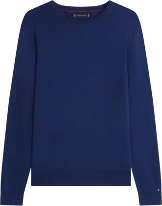 Tommy Hilfiger Nette Trui met Ronde Hals - Heren - Ronde hals truien - Blauw - M - Katoen - Truien & Vesten