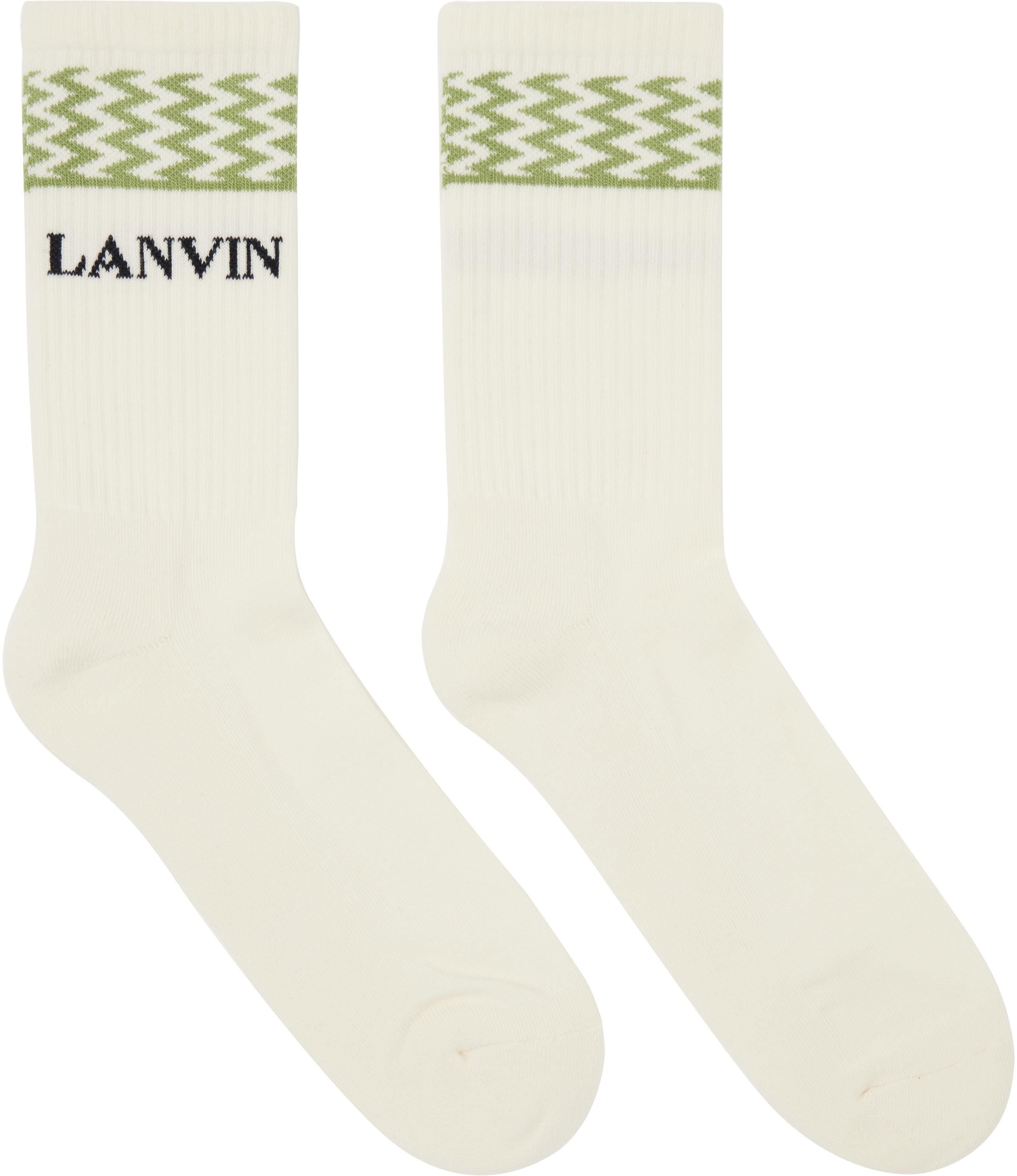 LANVIN | COTTON SOCKS WHITE & MULTI ソックス Lanvin Socks In Black And White Cotton for Men | Lyst