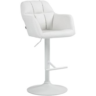 Clp Sgabello da bar Natoma in similpelle bianco Metallo bianco opaco