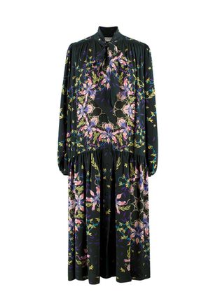 Givenchy Dark Green Floral-print Dress Size XS