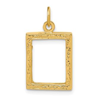 Diamond2Deal 14k Yellow Gold Fancy Border 17x13mm Picture Frame Pendant