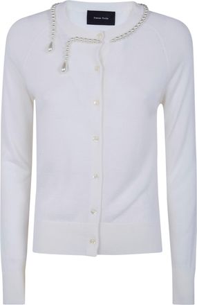 Simone Rocha Classic Merino Silk Cardigan With Embroidered