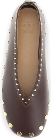 Ganni Womens Ballerina Shoes Jenny Chicory Coffee Cotton