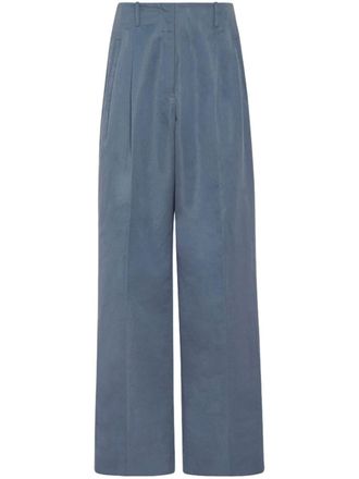 The Row wide-leg cotton-ramie trousers - Blue