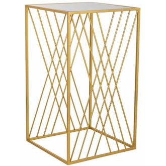 Wanderlust Deco Wanderlust Deco - Mesa Esquinera Cuadrada De Metal Dorado 40x40x70