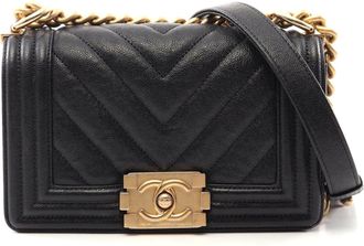 Chanel Boy Small Chevron Shoulder Bag Black
