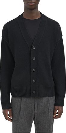 Paolo Pecora Cardigan in wol - Heren - Vesten - Zwart - M - Wol - Truien & Vesten