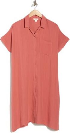 Nordstrom Rack Everyday Button-Down Beach Cover-Up Tunic in Coral Faded at Nordstrom Rack, Size X-Small