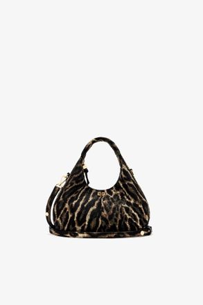 Ganni Bronze Mini Hobo Bag in Metallic Cloque
