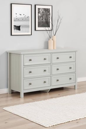 Julian Bowen Maine 6 Drawer Wide Chest in Light Grey