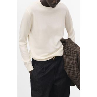 Mango Crewneck Sweater in Ecru at Nordstrom, Size Medium