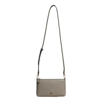 Pinko Pinko, Tassen, Dames, Bruin, ONE Size, Leer, Basis leren crossbody tas met gouden logo