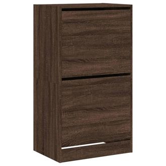Berkfield Home Shoe Cabinet with 2 Flip-Drawers Brown Oak 60x42x108 cm | Size: 60 x 42 x 108 cm