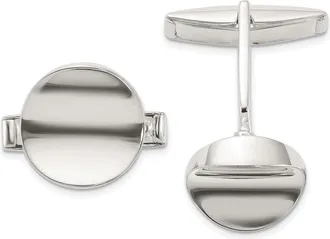 Diamond2Deal Sterling Silver Polished Round Concave Cuff Links
