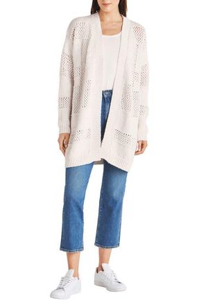 Splendid Rina Long Open Front Cardigan in Moonstone at Nordstrom, Size X-Large
