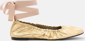 AllSaints Cow Leather Alia Metallic Leather Ribbon Ballet Pumps, Size: UK 3/US 6/EU 36