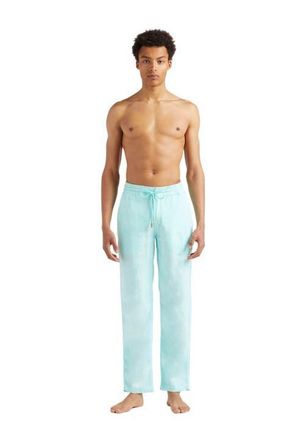 Vilebrequin Mens Slim Fit Solid Linen Pants in Lagon at Nordstrom, Size X-Large 32