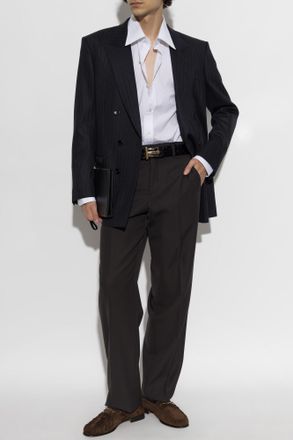 Tom Ford Double-breasted Blazer With Closed Lapels, Mens, Black
