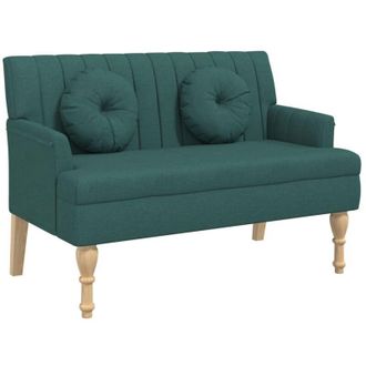 vidaXL Vidaxl - Banco Con Cojines Tela Verde Oscuro 113x64,5x75,5 Cm