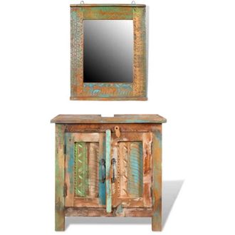 vidaXL Armario Tocador De Ba&ntilde;o De Madera Maciza Reciclada Con Espejo Vidaxl