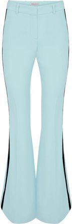 Nina Ricci velvet-trim flared trousers - women - Viscose/Acetate/Viscose - 38 - Blue