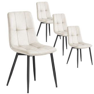 Vasagle Juego de 4 sillas de comedor de terciopelo de color beige capuchino