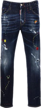 Dsquared2 Blue Tapered Mid Rise Jeans