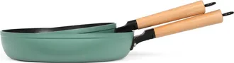 Livoo Livoo Mep134v Set De 2 Po&euml;les Poign&eacute;e En Bois Int&eacute;rieur Antiadh&eacute;sif Diam&egrave;tre 24 Et 28 Cm