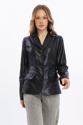 FURNIQ Esther Leather Jacket in Black at Nordstrom, Size Xx-Large