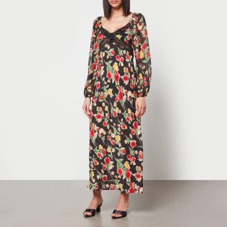 Rixo Womens Thanleena Midi Dress in Floral Viscose - Size 8 UK