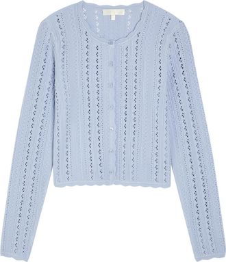 LoveShackFancy Loveshackfancy Peridot Cropped Pointelle-knit Cardigan - Light Purple - S (UK8-10 / S)