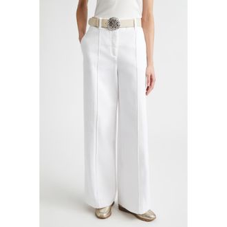 Eleventy Cotton Stretch Twill Wide Flare Leg Trousers in 01 White at Nordstrom, Size 10 Us