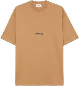 A Paper Kid Logo-print T-shirt - Heren - T-shirts - Beige - L - Katoen - Tops