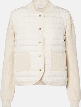 Moncler Down-paneled cotton cardigan