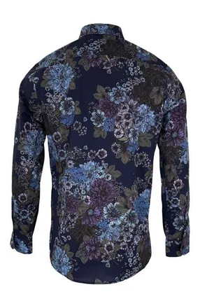 Lords of Harlech Nicoli Button-Up Shirt in Marco Floral Navy at Nordstrom, Size Xx-Large