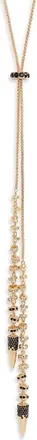 Open Edit Fishtail Cubic Zirconia Lariat Y-Necklace in Clear- Hematite- Gold at Nordstrom
