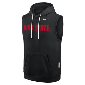 Nike Ohio State Sideline Nike Mens Dri-FIT College Sleeveless Pullover Hoodie in Black | 03B400AOH-65K