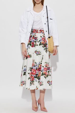 Dolce & Gabbana Floral Motif Skirt, Womens, Cream