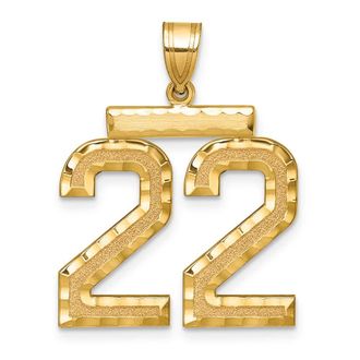 Diamond2Deal 14k Yellow Gold Large Brushed Diamond-cut Number Charm Pendant