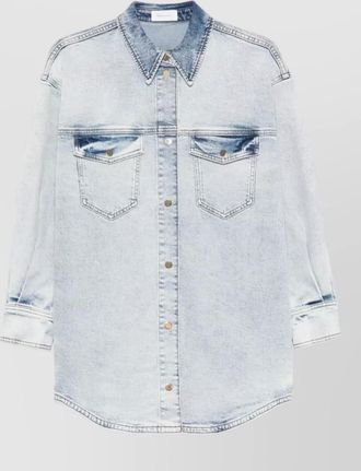 Fabiana Filippi longline denim shirt chest pocket design