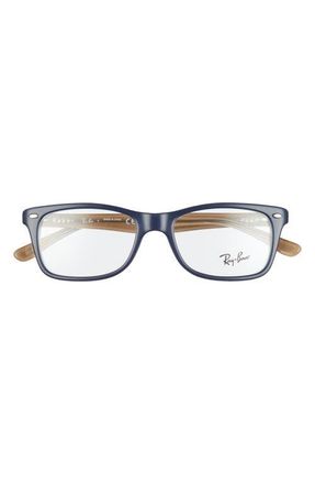 Ray-Ban 50mm Square Optical Glasses in Blue Brown/Clear at Nordstrom
