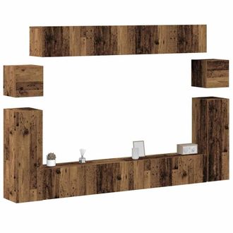 Berkfield Home 8 Piece TV Cabinet Set Wall-mounted Old Wood Engineered Wood in Brown